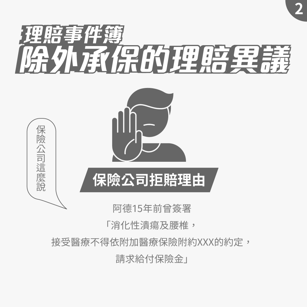 除外承保的理賠異議 除外承保的理賠異議